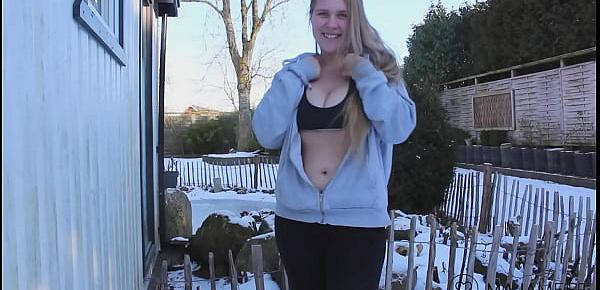  Outdoor winter fucking with curvy teen Maja